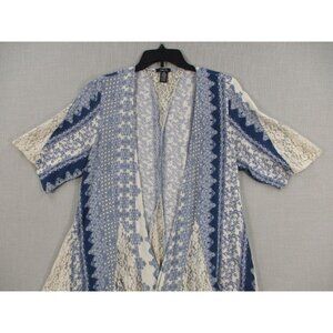 Blue White Lace Paisley Print Open Kimono Style Cardigan Rue21 S